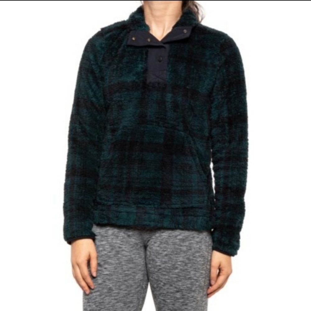 NWT EDDIE BAUER Jacket Pemba Plaid PULLOVER Green Womens size‎ XL